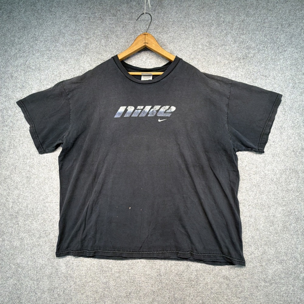 Vintage Nike Center Swoosh T-Shirt Big Logo Faded XXL Y2K Gray Tag